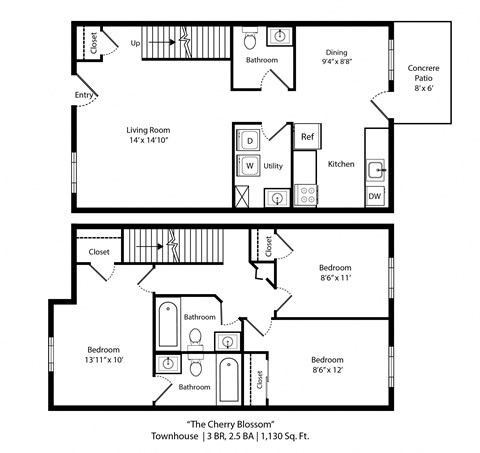 a floor plan of the cherry blossom floor plan
